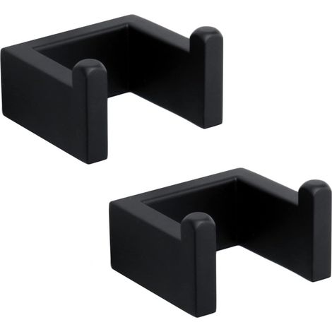 Gancho para toallas, gancho de pared de acero inoxidable, cuadrado, 7 x 6,1 x 4 cm (2 unidades, negro) (1/5)