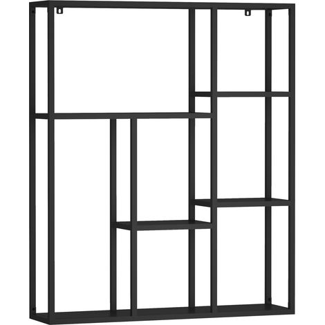 Estante de pared de acero 90 x 75 x 18 cm negro 030007038 (1/4)