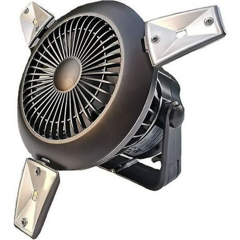 Ventilateur Solaire Portatif avec Lampe LED pour Camping, Tente et Voiture - Équipement Extérieur Rechargeable, Usage Multi-Sites, Idéal Randonnée et Voyage (1/5)