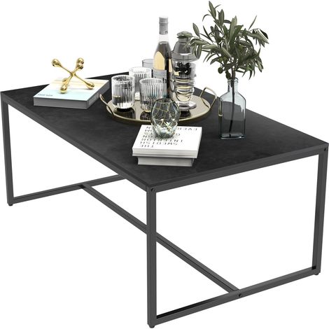 Unho – Table basse rectangulaire en pierre frittée – Design scandinave noir – Dimensions 100x60x43cm – Résistante aux rayures et haute température (1/5)