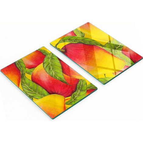 Set Küchenbretter aus gehärtetem Glas mit Mangomuster, 2 x 40 x 52 cm (1/5)