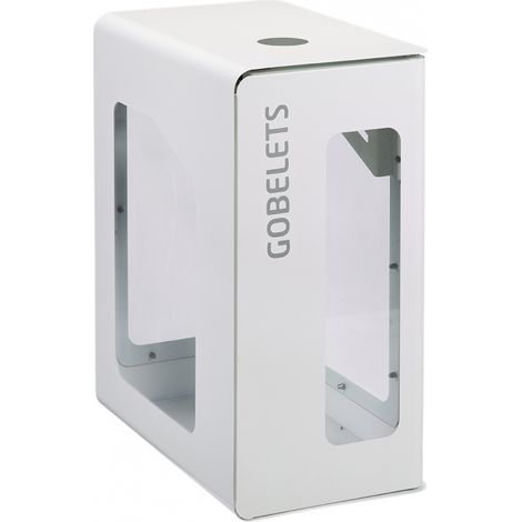 Borne de tri sélectif Cubatri Vigipirate, sans serrure - gobelets - 90l - blanc / blanc - RAL 9016 (1/3)