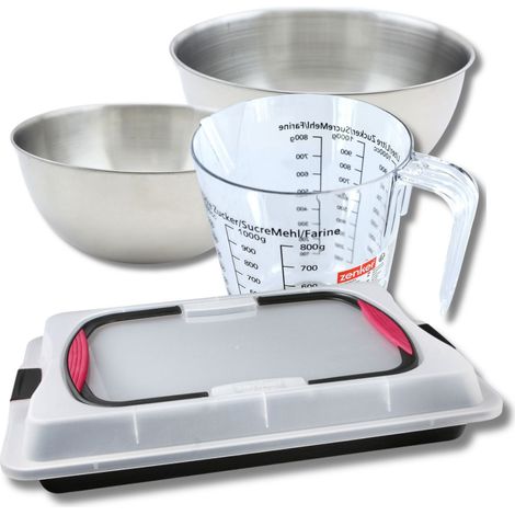 Set pâtisserie avec plaque de cuisson 42 x 29 cm avec couvercle, 2 bols à mixer, verre mesureur et spatule Zenker (1/5)