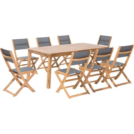 Garden Dining Set 8 Seater CESANA Acacia Wood Light Brown