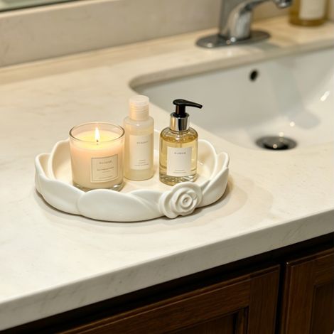 New 3D printed rose-shaped storage tray, key and jewelry storage dish, creative entryway desktop decoration. (1/4)