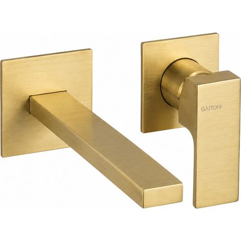 Wandmontierter Waschtischmischer aus gebürstetem Gold Gattoni SQUARE 2537/25SG  Gebürstetes Gold