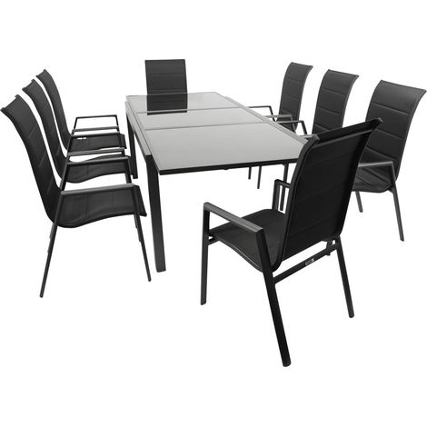 Garnitur TORINO 9-teilig, Alu + Glas + Kunstgewebe schwarz (1/5)