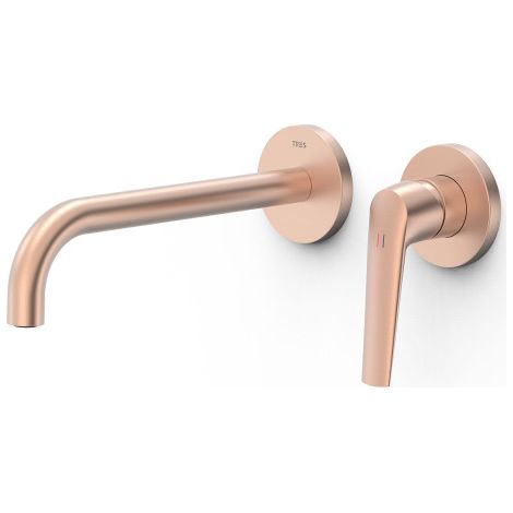 Façade mitigeur lavabo Or Rose Mat 24K - TRES 28130022OPM (1/2)
