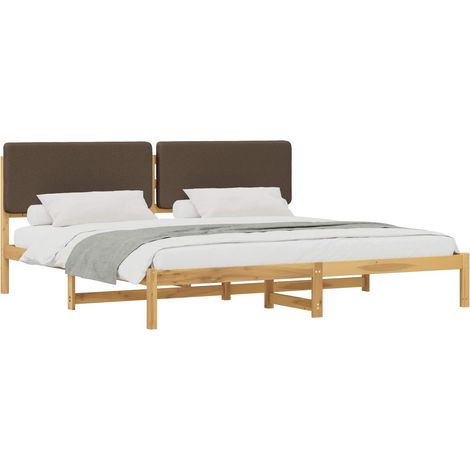 Bed Frame with Upholstered Headboard Whitewash and Taupe vidaXL (1/5)