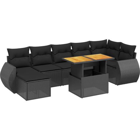 Set Divani da Giardino con Cuscini 8 pz Nero in Polyrattan vidaXL (1/4)