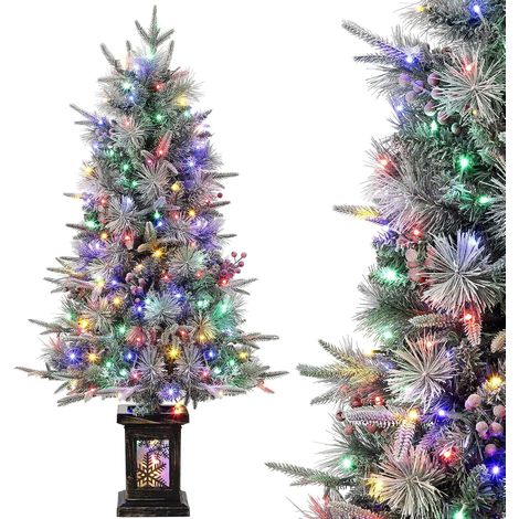 Sapin de Noël Artificiel Lumineux 125cm avec base, LED Lumière Chaud, 9 Modes d’Éclairage,150LED (1/5)