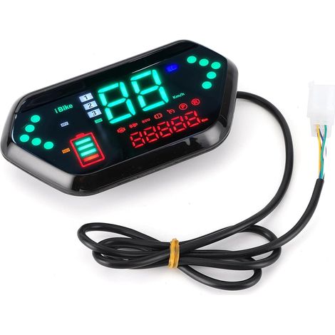 Indicador de Motocicleta, Pantalla LCD de 60V VelocíMetro de Motocicleta Universal CuentakilóMetros TacóMetro, VelocíMetros de Bicicleta Multifuncionales para Motocicleta (1/5)