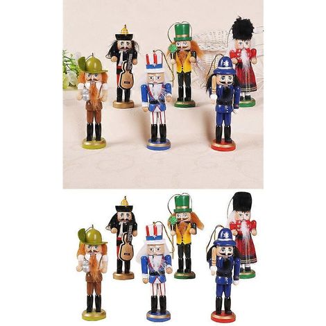 Casse-noisettes en bois, figurines de soldats, 6 pièces, décoration de Noël pour table ou bureau. (1/4)