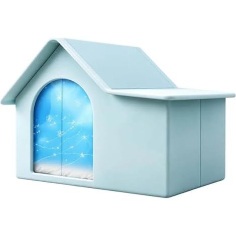Cooling Store Nichoir ventilé avec 10 blocs de glace pour chat avec toit incliné pour une utilisation en intérieur et en extérieur (vert, 50 x 30 x 35 cm) (1/5)