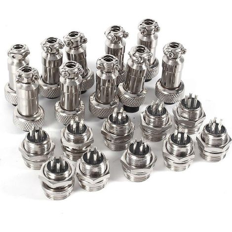 Lot de 10 connecteurs aéronautiques GX12 5 broches 12 mm (mâle/femelle) avec prise métallique