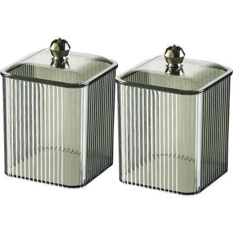 Organisateur transparent pour cotons-tiges avec couvercle, boîte de rangement pour cotons-tiges de salle de bain, distributeur de cotons-tiges pour chambre, boîte de rangement étanche pour cotons-tige (1/5)