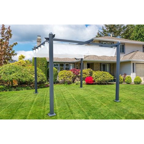 PERGOLA DA GIARDINO IN ALLUMINIO GRIGIO Ral 7016 - cm 290X290cm - ITALFROMGIARD102 (1/4)