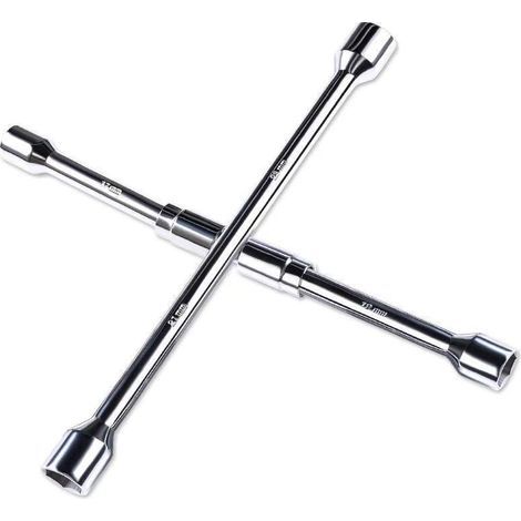 4-way wheel wrench, folding cross wheel wrench, multi-size chrome-plated carbon steel (1/5)