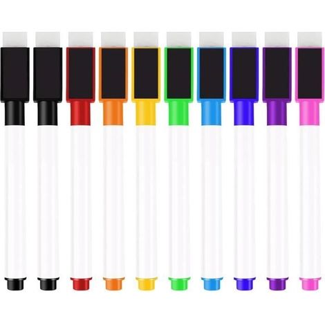 Abwischbare Whiteboard-Marker – 10 Stück – 9 Farben – feine Faserspitze (1/4)