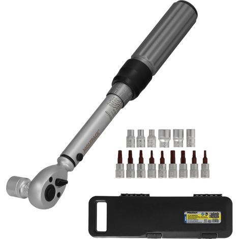 Set di chiavi dinamometriche da 1/4" con 9 punte esagonali e 5 bussole. (1/5)