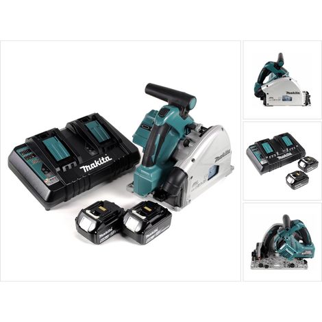 Sierra de inmersión a batería Makita DSP 600 PG de 36 V (2x18 V), 165 mm, sin escobillas + 2 baterías de 6,0 Ah + cargador doble (1/5)