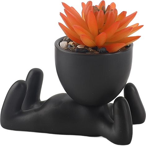 Macetas de cerámica con forma de figura para suculentas [3 macetas] Bonita decoración para el hogar (1/5)