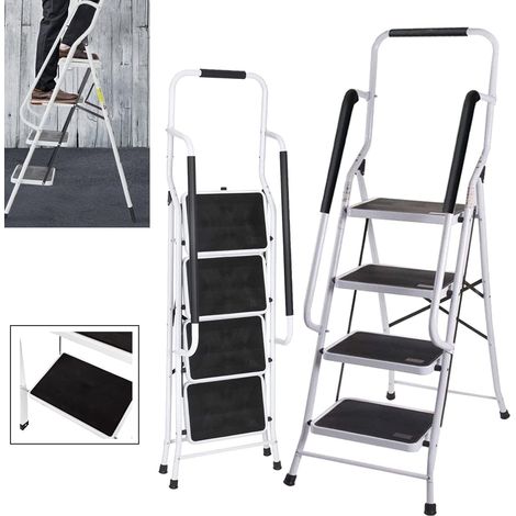 Dayplus – Escabeau pliable 4 marches en acier – Antidérapant avec main courante – Dimensions 47x83x154cm – Capacité 150kg – Utilisation intérieure/extérieure