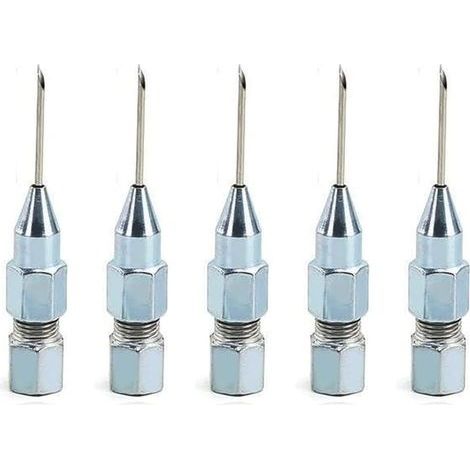 5 pièces pointe d'aiguille de pistolet à graisse de la bouche, aiguille d'injecteur de graisse pour la lubrification dans des roulements scellés très serrés et des joints universels (1/5)