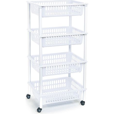CARRELLO MULTIUSO 4 CESTI BCO. - 40X30X85CM