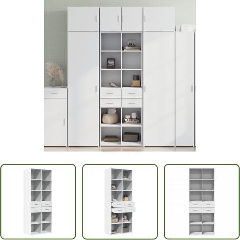 Hochregal - Highboard Weiß 70x42,5x185 cm Holzwerkstoff (1/5)