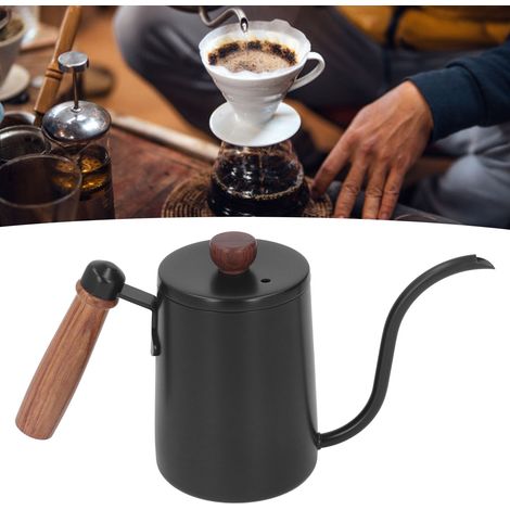600-ml-Filterkaffeemaschine mit schmalem Ausguss und Schwanenhalsgriff, schwarz. (1/5)