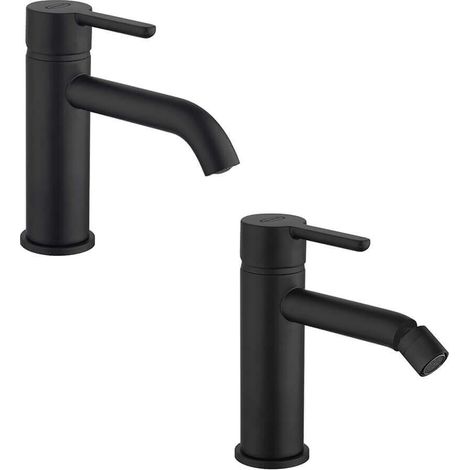 Miscelatori lavabo e bidet Jacuzzi rubinetteria Sunset nero per piletta click clack (1/5)