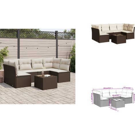 7-tlg. Garten-Sofagarnitur mit Kissen Braun Poly Rattan - Garten Sofagarnitur - Garten Sofagarnituren - Outdoor Sofagarnitur - Sofagarnitur Terrasse (1/3)