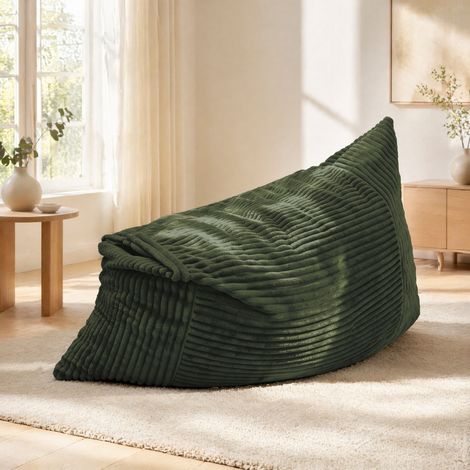 Divano letto sacco 3 in 1 in flanella verde OKMYHOME (1/5)