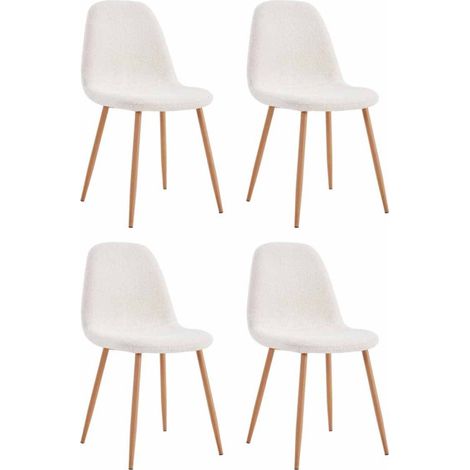 Paris Prix – Lot de 4 chaises scandinaves Freya 86cm – Structure en bois et métal – Assise en polyester rembourrée – Couleur blanche (1/5)