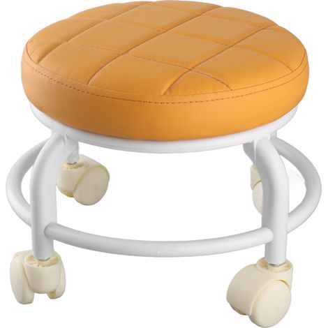 Pouf à roulettes en mousse à mémoire de forme haute densité, imperméable, silencieux, à double couche, repose-pieds, tabouret pour bureau familial, orange (1/5)