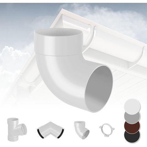 Sistema di grondaie - 90mm in plastica PVC, selezione di componenti - RainWay 90: Bianco, Curva 87° singola