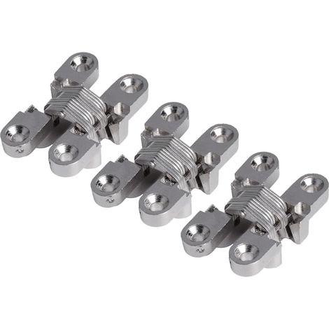 Lot de 3 charnières de porte en alliage de zinc à fermeture automatique avec angles d'ouverture de 180 degrés - Charnière de porte dissimulée pour portes d'armoire, forte capacité de charge (1/5)