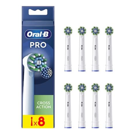 Oral-B Austauschbare Bürstenköpfe EB50RX-8 Cross Action Pro Bürstenköpfe Für Erwachsene 8 Bürstenköpfe enthalten Weiß