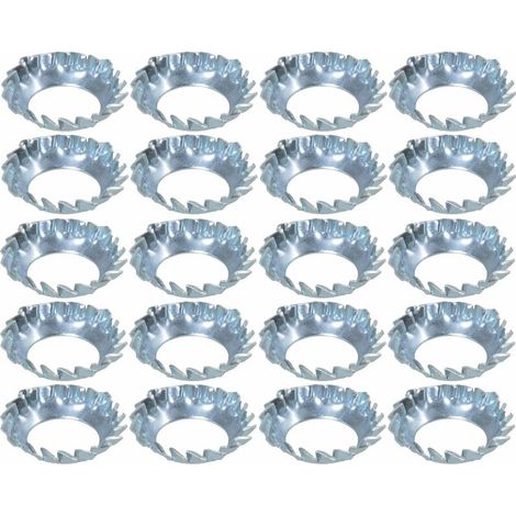20x Rondelle évantail à denture extérieure rondelle frein dentelée en acier zingué DIN 6798 forme V Dent Fixation Vis Boulon Quincaillerie Electricité, M8 x 15 x 0,5mm (1/2)