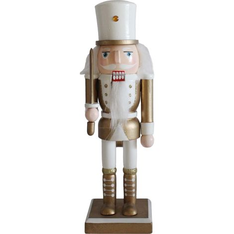 Schiaccianoci di Natale Rebecca Mobili Populus 25x6,5x7,5 Legno Bianco Oro Classico