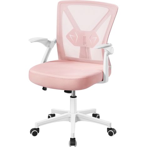 Homevive Silla de Oficina de Trabajo con Reposabrazo Ajustable Ergonomica Altura Ajustable Malla MAX Carga 136 KG Rosa
