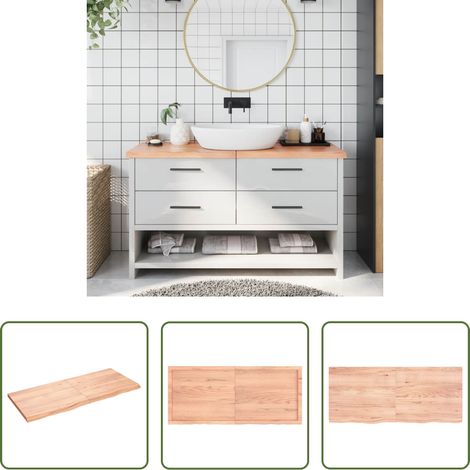 vidaXL Holz Regal - Waschtischplatte Hellbraun 140x60x(2-4) cm Massivholz Behandelt (1/5)