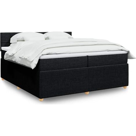 Boxspringbett mit Matratze Schwarz 200x200 cm Stoff