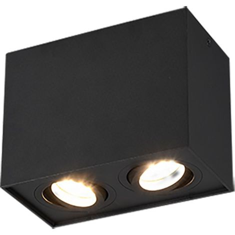 Plafoniera Interno Soffitto Cubo Nero 2 Spots Orientabili GU10 Biscuit GD Trio (1/4)