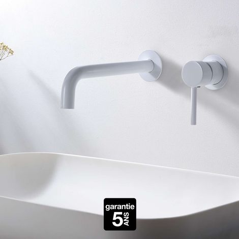 Robinet Mitigeur Lavabo Encastré Salle de Bain blanc mat – Anti-Calcaire – Design moderne - ETNA IMEX (1/3)