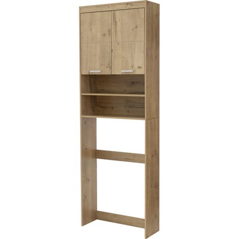 ECD Germany Mobile per lavatrici con 2 ante e 4 ripiani 187,5x63 cm aspetto rovere armadio sovrastruttura per asciugatrici mobiletto arredo bagno scomparti salvaspazio lavanderia moderno e robusto (1/5)
