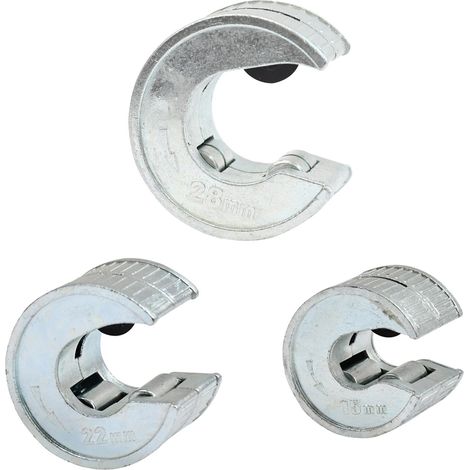 Dapetz ® 3pc Copper Pipe Cutter Set Tube Cutter Plumbing Tube Slice Tools 15mm, 22mm & 28mm Aluminium Alloy Self Locking and Self Adjusting Steel Cutting Wheel for Neat Cuts (1/5)