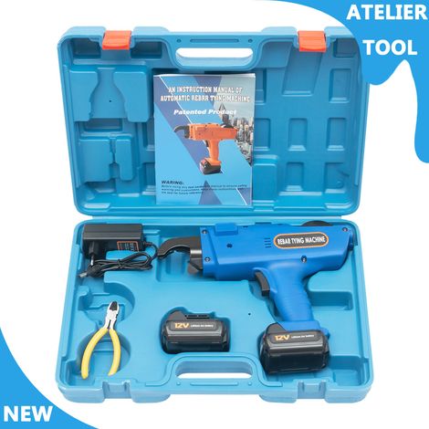 Machine à lier avec chargeur et batteries Li-ion 2 Pour lier des barres d'acier, des fils, des bâtons en bois (1/5)