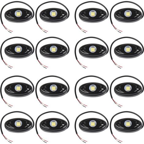 Adatto per set da 16 pezzi di kit di illuminazione per roccia super luminosi a 9 LED, luci al neon a incandescenza a LED impermeabili, adatti per camion, veicoli fuoristrada e barche, bianco.